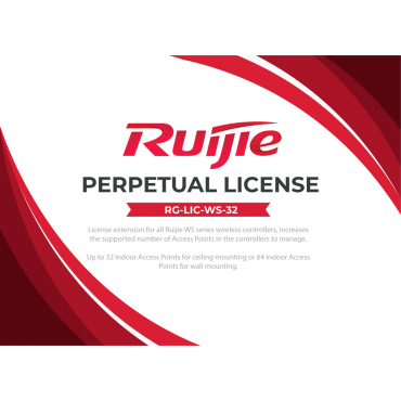 Licenties voor Ruijie WS-serie controllers - Verhoogt het aantal beheerbare PA's - Tot 32 standaard AP's of 64 wand-AP's - Elektronische levering - Eeuwigdurende licentie zonder verlengingen
