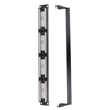 Patch panel of 24 ports UTP/RJ45 - Rack mountable - Supports cables up to CAT6 - Size 1U for easy installation - Dual IDC: 110 IDC and Krone IDC - Quick and easy connection