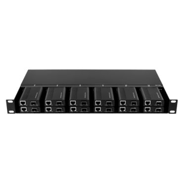 Metal chassis - For racking up to: 12 Media Converters - Dual power supply - 1U - 19"