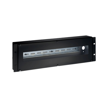 19" Rack Panel - Din rail - Size 3U - Rear wiring entry - Black colour