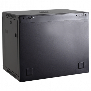 Rack cabinet for wall - Up to 12U rack of 19" - Up to 60 kg load - With ventilation and cable passage - 2 fans and tray included - Aluminum strip of 6 jacks