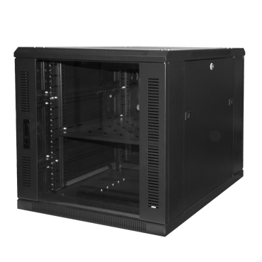 Rack floor cabinet - Up to 12U rack of 19" - Up to 800 kg load - With ventilation and cable passage - 4 fans, 1 trays and terminal strip 6 sockets - Supplied disassembled