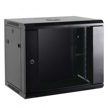 Rack cabinet for wall, Up to 4U rack of 19", Up to 60 kg load, With ventilation and cable passage, Fan included, Multiple connector of 6 power points included