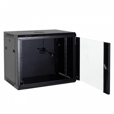 Rack cabinet for wall, Up to 4U rack of 19", Up to 60 kg load, With ventilation and cable passage, Fan included, Multiple connector of 6 power points included