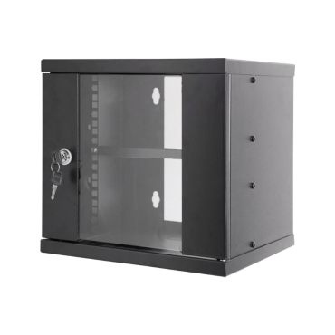 Rack cabinet for wall - Up to 6U rack of 10" - Up to 15 kg load - With cable grommets - Tray included - Depth 300 mm