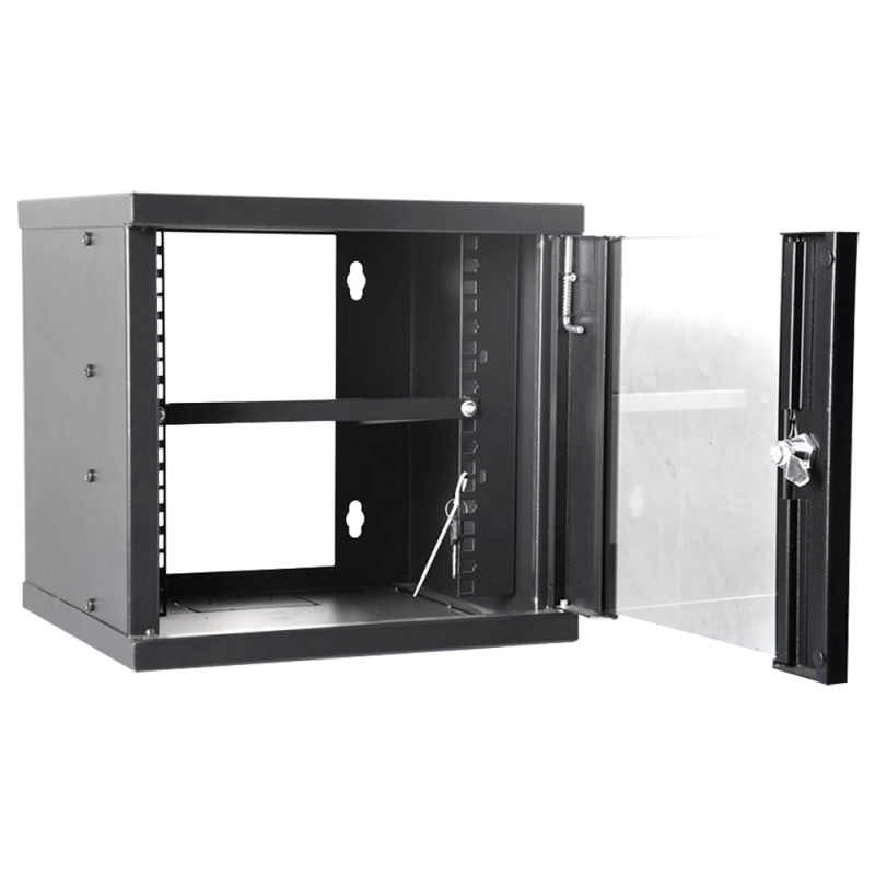 Rack cabinet for wall - Up to 6U rack of 10" - Up to 15 kg load - With cable grommets - Tray included - Depth 300 mm