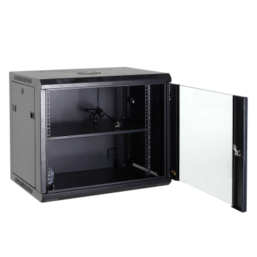 Rack cabinet for wall - Up to 6U rack of 19" - Up to 60 kg load - With ventilation and cable passage - Ventilator and tray included - Multiple connector of 6 power points included