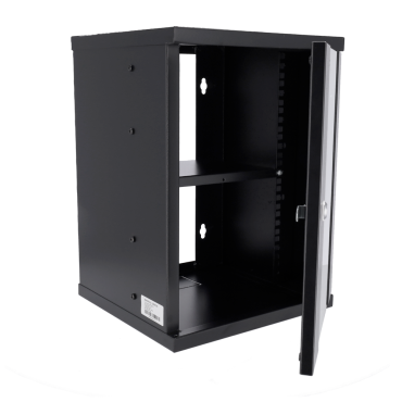 Rackkast voor wand - Tot 9U rack van 10" - Tot 15 kg belasting - Met kabeldoorvoertules - Inclusief lade - Diepte 300 mm