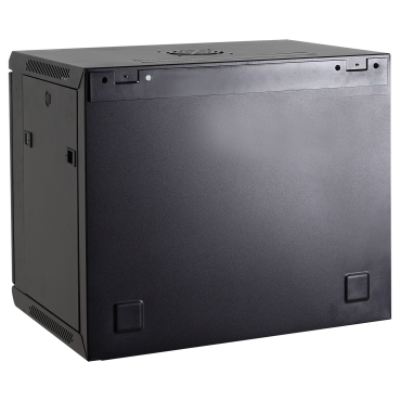 Rack cabinet for wall, Up to 9U rack of 19", Up to 100 kg load, With ventilation and cable passage, Fan included, Multiple connector of 6 power points included