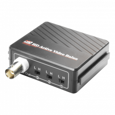 Active transceiver - Optimized for HDTVI / HDCVI / AHD - 1 video channel - BNC/UTP 4 pins - Range: 400 ~ 700 m - Receiver / Compatible with BA615A-TX