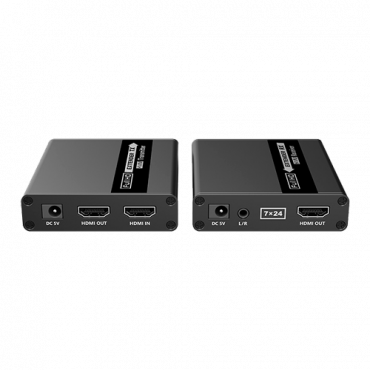 HDMI/USB Extender over Ethernet-kabel CAT6/6A/7 - Zender en ontvanger - Bereik 70 m - Tot 1080p - Ondersteuning PCM/LPCM/DTS HD/ DTS AUDIO audio - uitgang