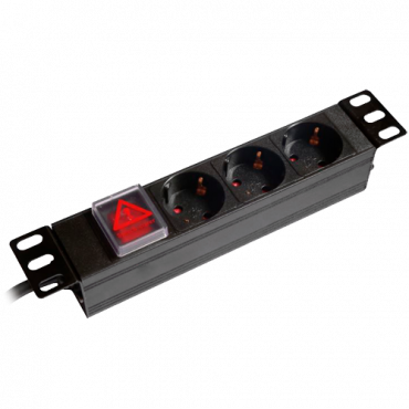 Multiple power points - Designed for standardized racks of 10" - Rackable format 1U - 3 outputs up to 250VAC / 16 A max. - On/off switch - Reset button for overloads