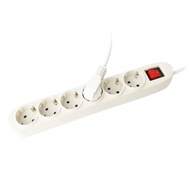 Multiple power points - 6 outputs up to 250VAC / 16 A max. - On/off switch - White colour