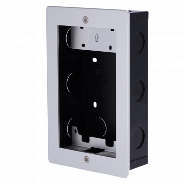 Front panel and recessed junction box - Specific for Akuvox AK-R20A video door entry system - Panel: 120mm (H) x 189mm (W) x 21mm (D) - Panel made of aluminum alloy - Register box: 179mm (H) x 116mm (W) x 50mm - Box made of galvanized steel