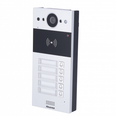 Surface-mounted anti-vandalism IP video door entry system - 2MP camera | Crystal clear two-way audio - Opening with MF and EM cards and NFC | 2 relays - 5 apartments | TCP/IP, PoE, SIP Standard - Maintenance via Cloud
