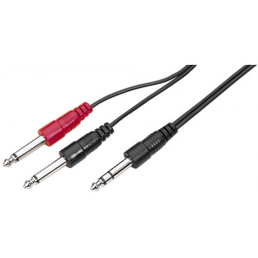 MCA-202: Adapter cable - 2m - 2 x 6.3 mm mono plug,  1 x 6.3 mm stereo plug