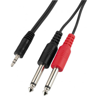 MCA-204: Audio connection cable - 2m - 2 x 6.3 mm mono plug,  1 x 3.5 mm stereo plug