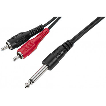 MCA-300: Adapter cable - 3m - 2 x RCA plug,  1 x 6.3 mm mono plug