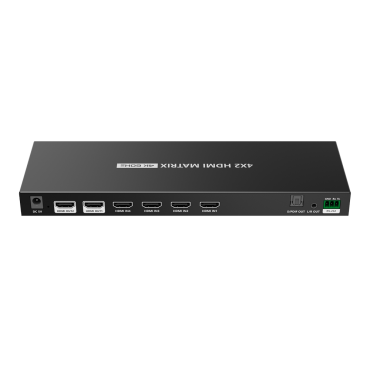  HDMI video matrix | 4 HDMI inputs | 2 HDMI outputs | Up to 4K (input and output) | Allows remote control | Power supply DC 12 V