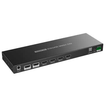  HDMI video matrix | 4 HDMI inputs | 2 HDMI outputs | Up to 4K (input and output) | Allows remote control | Power supply DC 12 V