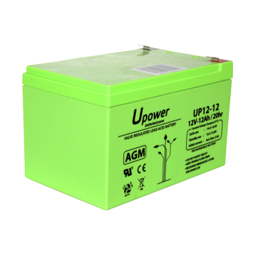 Upower - Rechargeable battery - AGM lead-acid technology - Voltage 12 V - Capacity 12.0 Ah - 101 x 151 x 98 / 3800 g - For backup or direct use