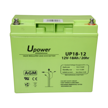 Rechargeable battery - AGM lead acid technology - Voltage 12 V - Capacity 18 Ah - 168 x 181,5 x 77 mm / 5700 g - For backup or direct use