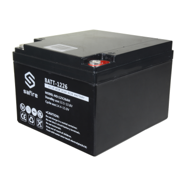 Rechargeable battery - AGM lead acid technology - Voltage 12 V - Capacity 26 Ah - 182 x 166 x 126 mm / 8400 g - For backup or direct use