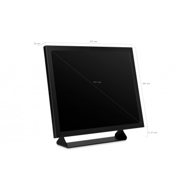 17 inch monitor metal | 5:4 aspect ratio | Input: HDMI, VGA, BNC, RCA  | Mounting: Flush, embedded, wall, desktop | External dimensions: 372 x 305 x 40 mm