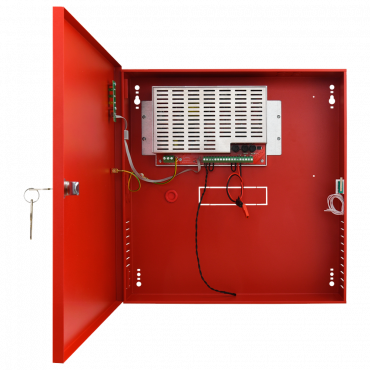 PD-5A17-FIRE: Voeding - Certificaat EN54-4 - Uitgangsstroom 4,2A - Tot 5A gedurende 5 minuten - Hulpfoutuitgangen - Capaciteit voor 2 12V 17Ah batterijen