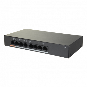 PFS3008-8GT-60: PoE-switch van het merk - 8 GigaBit-poorten (4 PoE-poorten) - Snelheid 10/100/1000 Mbps - 60 W poort 1 (Hi-PoE)/ 30 W poort 2-4 (PoE+/PoE) - MAC automatisch leren, Capaciteit tot 8K in Mac-adressen - Hi-PoE / IEEE802.3at (PoE+) / af (PoE+)