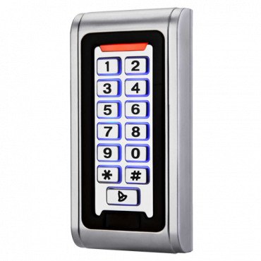 Standalone access reader | EM card and PIN access | Relay output, alarm and doorbell | Wiegand 26 | Time control | Suitable for exterior IP68