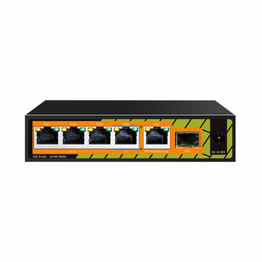 Indoor POE extender Switch - Extended POE range - 4 PoE ports + 1 Uplink RJ45 +1 SFP - IEEE 802.3 af/at/bt - Maximum output power 60 W - 10/100/1000Mbps ports