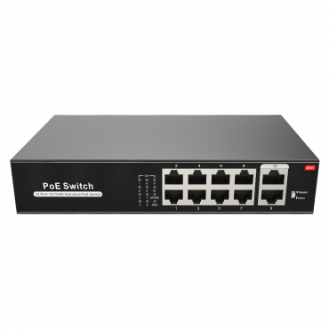 PoE Switch - 8 PoE port(s) + 2 Up-link port(s) - Speed 10/100Mbps - Functions: Ai VLan/QOS/CCTV Extend/PoE - Standard IEEE802.3af (PoE) / at (PoE+) - Up to 100W in total for all ports