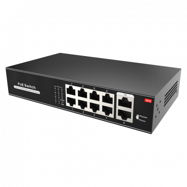 PoE Switch - 8 PoE port(s) + 2 Up-link port(s) - Speed 10/100Mbps - Functions: Ai VLan/QOS/CCTV Extend/PoE - Standard IEEE802.3af (PoE) / at (PoE+) - Up to 100W in total for all ports