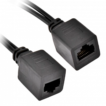 Passive PoE Injector and Splitter - Requires the use of the included pair - Input and output up to 48 V - Connectors RJ45 and power supply jack - Up to 100 meters UTP - Black colour