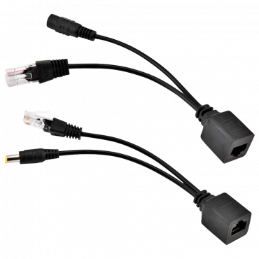 INJ-POE-SPLIT: Passive PoE Injector and Splitter - Requires the use of the included pair - Input and output up to 48 V - Connectors RJ45 and power supply jack - Up to 100 meters UTP - Black colour