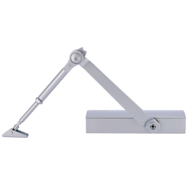 Articulated arm door closer - Surface and reversible installation - Opening with reduced force - Doors between 25~100 kg and 850~1250 mm - Two adjustable closing speeds - For all types of doors