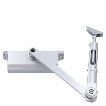 Articulated arm door closer - Surface and reversible installation - Opening with reduced force - Doors between 25~85 kg and 850~1100 mm - Two adjustable closing speeds - For all types of doors