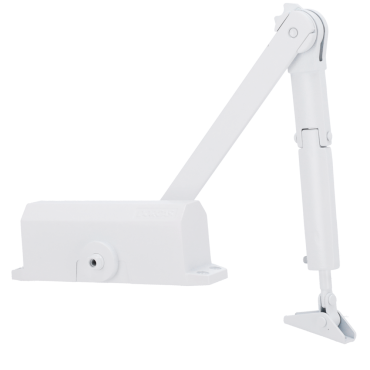 Articulated arm door closer - Surface and reversible installation - Opening with reduced force - Doors between 25~85 kg and 850~1100 mm - Two adjustable closing speeds - For all types of doors