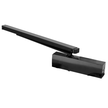 Sliding arm door closer - Surface and reversible installation - Opening with reduced force - Doors between 25~100 kg and 850~1250 mm - Two adjustable closing speeds - For all types of doors