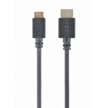 High speed mini HDMI cable with Ethernet, 1,8 m - Perfect for portable video devices with mini HDMI port - Gold plated connectors 