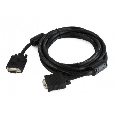 Premium VGA extension cable - Male-Female - 3 meter - VGA cable with two 15-pin connectors (m/f) - Double shielding - Interference suppression filter - black