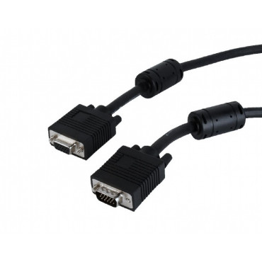 Premium VGA extension cable - Male-Female - 3 meter - VGA cable with two 15-pin connectors (m/f) - Double shielding - Interference suppression filter - black