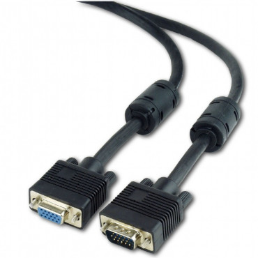 Premium VGA-verlengkabel - Male-Female - 1.8 meter - VGA kabel met twee 15-pins connectoren (m/f) - Dubbele afscherming - Ontstoringsfilter - zwart