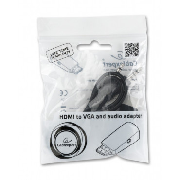 HDMI to VGA and audio adapter, single port, black