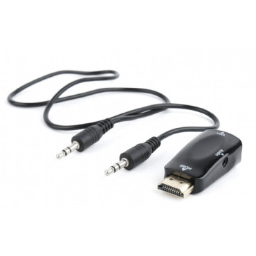 HDMI to VGA and audio adapter, single port, black