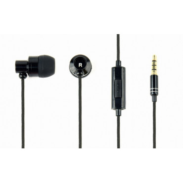 MHS-EP-CDG-B: Metal earphones with microphone, "Paris", black