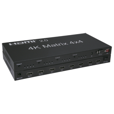  HDMI Signal Multiplier | 4 HDMI inputs | 4 HDMI outputs | Up to 4K (input and output) | Allows remote control | Power supply DC 12 V