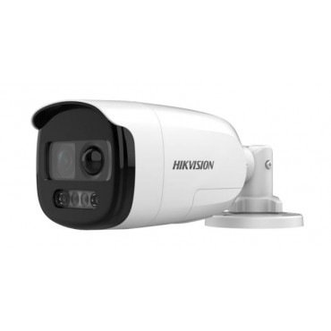 Hikvision, HDTVI ColorVu 2MP PIR Siren Full Time Color Bullet camera with fixed lens, white LED, WDR, PIR, Strobe light, alarm out / audible alarm, adjustable TVI / AHD / CVI / CVBS, IP67