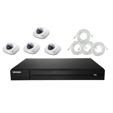 HIK-KIT-4: Hikvision Plug & Play CCT IP KIT: 1x 4 channel NVR included 1 TB HDD + 4x IP Dome cameras + 4x UTP cable with connectors